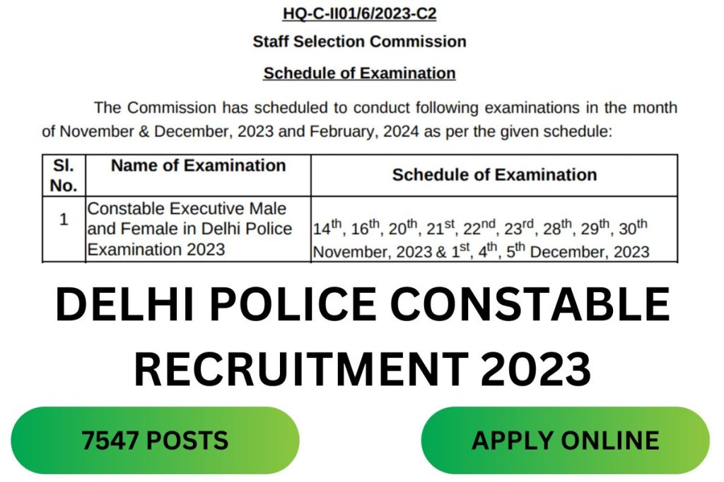 Delhi Police Constable Exam 2023